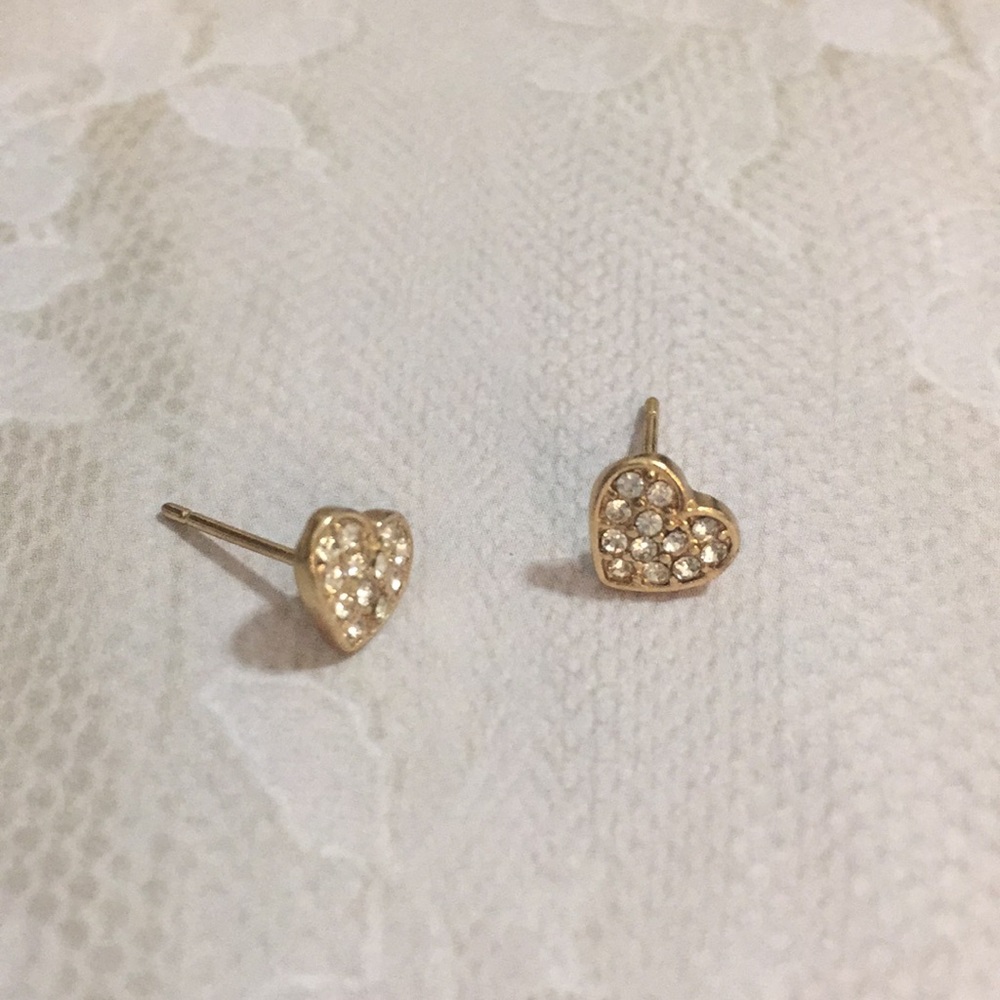 Gold Heart Earrings Small Dainty Feminine